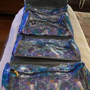 Joy Mangano Floral Travel Organizer Set - Purple and Blue